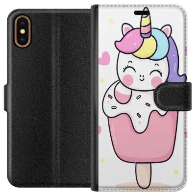 Plånboksfodral till Apple iPhone X med Glad enhörning