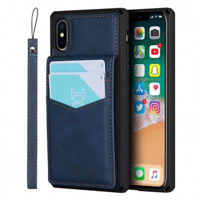 Skal med Kortplatser till iPhone X / Xs - Blå