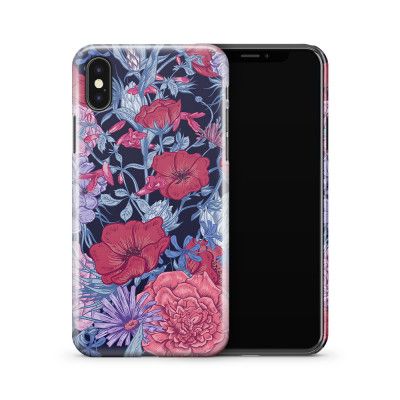 Skal till Apple iPhone X - Blommor - Svart