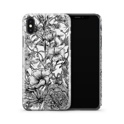 Skal till Apple iPhone X - Blommor - Svart/Vit