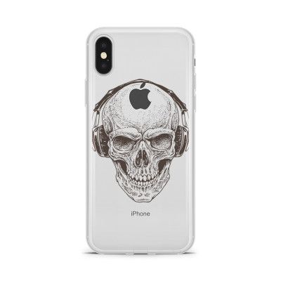 Skal till Apple iPhone X - Skull with Headphones