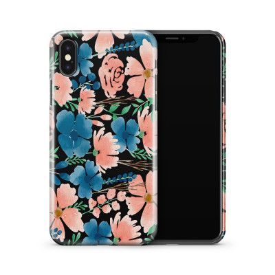 Skal till Apple iPhone X - Sommarblommor - Svart