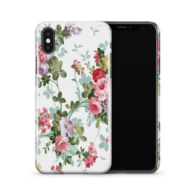 Skal till Apple iPhone X - Sommarblommor - Vit