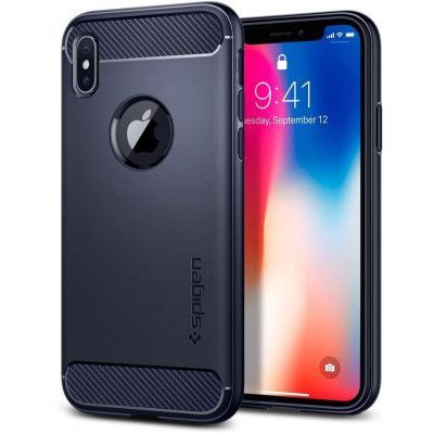 Spigen Rugged Armor (iPhone X) - Blå