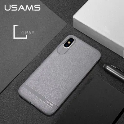Usams Litchi Case (iPhone X/Xs) - Ljusbrun