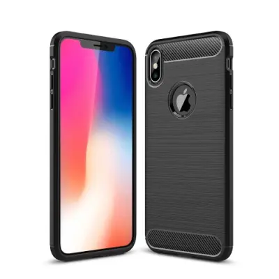 Carbon Fiber Brushed Mobilskal till iPhone XS Max - Svart