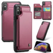 CASEME C22 iPhone XS Max Fodral Läder med RFID, Röd