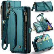 CASEME C36 Läderfodral för iPhone XS Max med kortfack - Grön