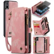 CASEME Vintage PU Läder 2-i-1 Plånboksfodral iPhone Xs Max - Rosa