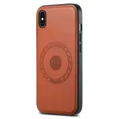 DENIOR iPhone XS Max Skal PU Läder Belagt PC+TPU Brun