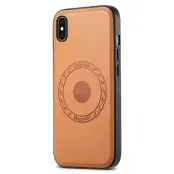 DENIOR iPhone XS Max Skal PU Läder Belagt PC+TPU Khaki