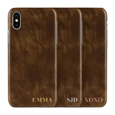 Designa själv - iPhone XS Max konstläder skal - BRUN