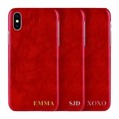 Designa själv - iPhone XS Max konstläder skal - RÖD