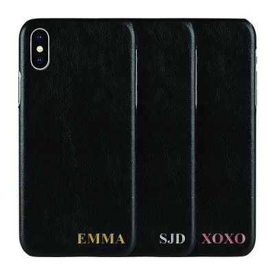 Designa själv - iPhone XS Max konstläder skal - SVART