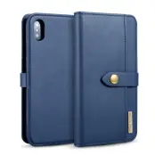 DG Ming 2in1 Leather Wallet (iPhone Xs Max)  - Blå