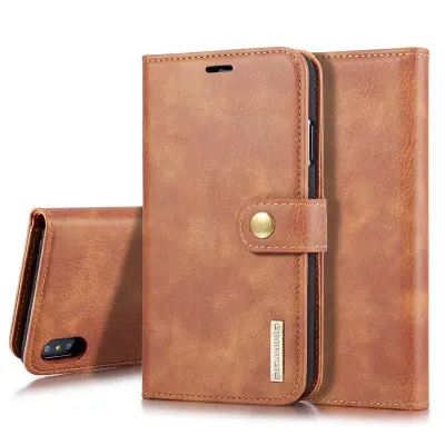 DG.MING iPhone XS Max Fodral 2-i-1 Läder Wallet Skal - Brun
