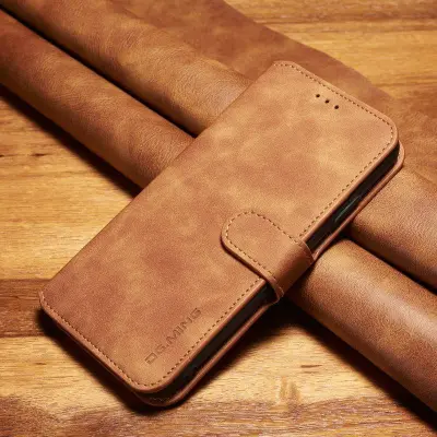 DG.MING Retro Style Stand Wallet Fodral iPhone XS Max - Brun