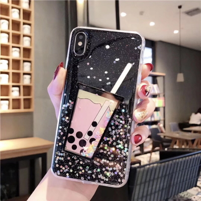 iPhone 11 Mobilskal Boba Milk Tea Sequins - Svart