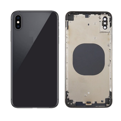 iPhone XS Max Komplett Baksida i Glas med Ram - Svart