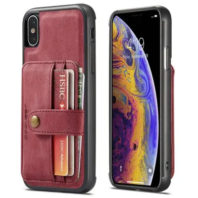 JEEHOOD iPhone XS Max Skal Shockproof Wallet Röd