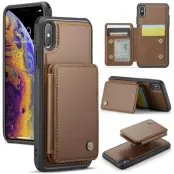 JEEHOOD J05 iPhone XS Max Skal Läder Mobilfodral Brun