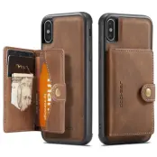 JEEHOOD Wallet Kickstand Case iPhone XS Max 6.5 tum, Brun