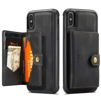 JEEHOOD Wallet Kickstand Case iPhone XS Max 6.5 tum Svart