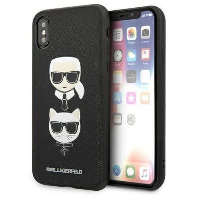 Karl Lagerfeld iPhone XS Max Skal Saffiano Ikonik Karl & Choupette Head