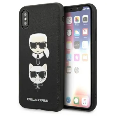 Karl Lagerfeld iPhone XS Max Skal Saffiano Ikonik Karl&Choupette Head