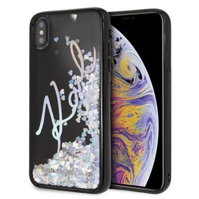 Karl Lagerfeld Skal iPhone Xs Max Signature Glitter Sequins - Svart