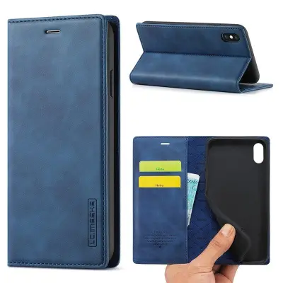 LC.IMEEKE iPhone XS Max Mobilskal KonstLäder - Blå