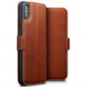 Plånboksfodral av äkta läder till iPhone Xs Max - Brun