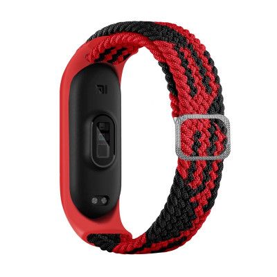 Braided Ersättningsarmband till Xiaomi Mi Band 6/5/4/3 - Röd / Svart