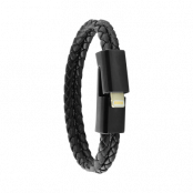 Ercko Double Leather Bracelet Charging Cable Lightning Size L - Svart