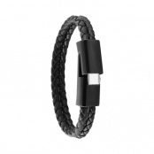Ercko Double Leather Bracelet Charging Cable Usb-C Size M - Svart