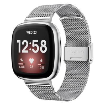 Fitbit Versa 3/Sense Armband Mesh Stainless Steel - Silver