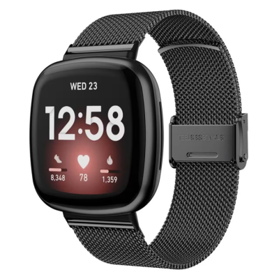 Fitbit Versa 3/Sense Armband Mesh Stainless Steel - Svart