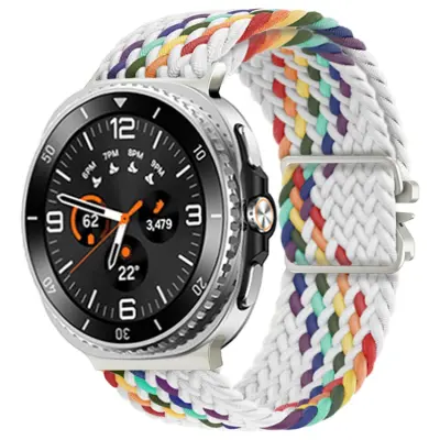 Galaxy Watch 8/ 8 Classic (40/44/46mm) Armband Nylon - Vit Rainbow