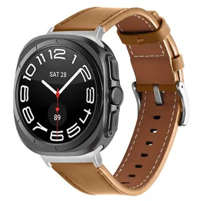 Galaxy Watch 8/8 Classic (40/44/46mm) Armband Genuine Cow Läder - Camel