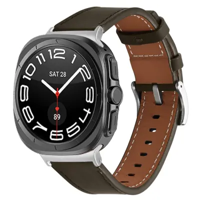 Galaxy Watch 8/8 Classic (40/44/46mm) Armband Genuine Cow Läder - Mörk Coffee