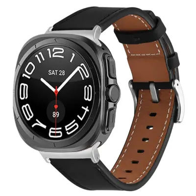 Galaxy Watch 8/8 Classic (40/44/46mm) Armband Genuine Cow Läder - Svart