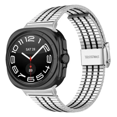 Galaxy Watch 8/8 Classic (40/44/46mm) Armband Stainless Steel - Silver/Svart