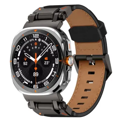 Galaxy Watch Ultra (47mm) Armband Svart Äkta Läder - Svart