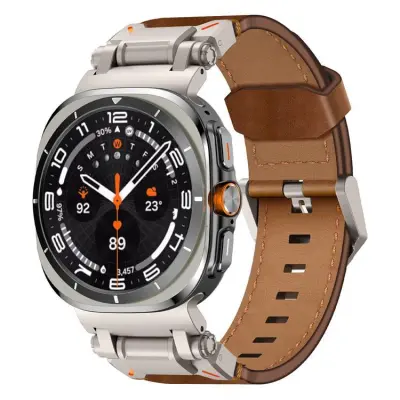 Galaxy Watch Ultra (47mm) Armband Titanium Äkta Läder - Brun