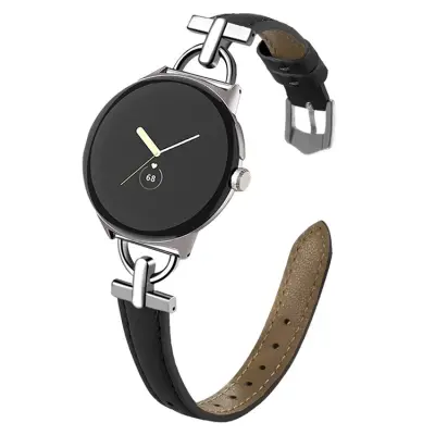 Google Pixel Watch 2/3 (41mm) Armband Äkta Cow Läder - Svart