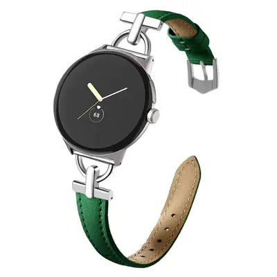 Google Pixel Watch 3 45mm Armband Äkta Cow Läder - Grön