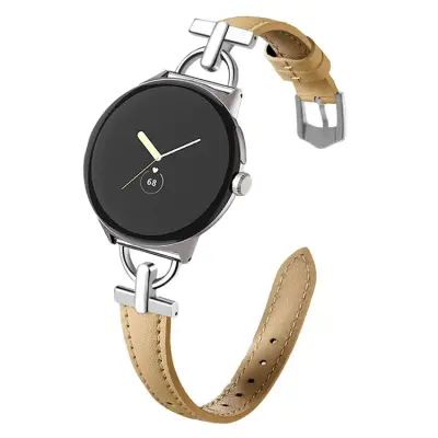 Google Pixel Watch 3 45mm Armband Äkta Cow Läder - Khaki