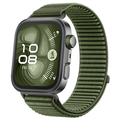 Huawei Watch Fit 4/Fit 4 Pro Armband Magic Tape Nylon - Mörkgrön