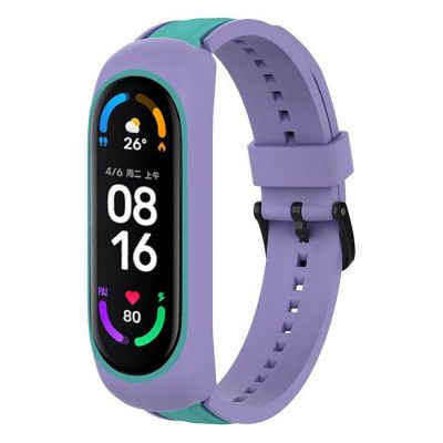 Strap Dual Color Replacement För Xiaomi Mi Band 6 / 5 / 4 / 3 - Lila / Grön