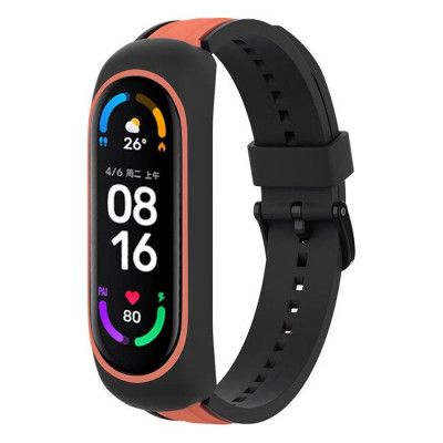 Strap Dual Color Replacement För Xiaomi Mi Band 6 / 5 / 4 / 3 - Svart / Orange